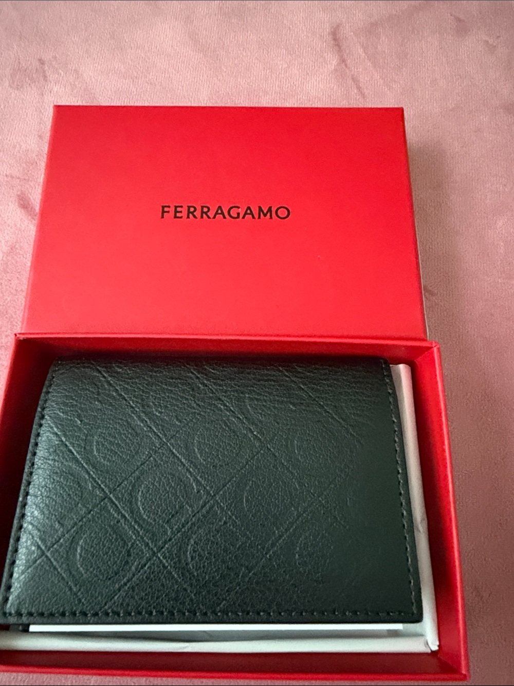 Ferragamo Embossed Gancini North South Wallet Black